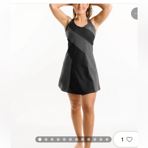 Zyia Active Gray Asym Tempo Dress Tennis Golf Beach Open Back Ribbed - Picture 2 of 10